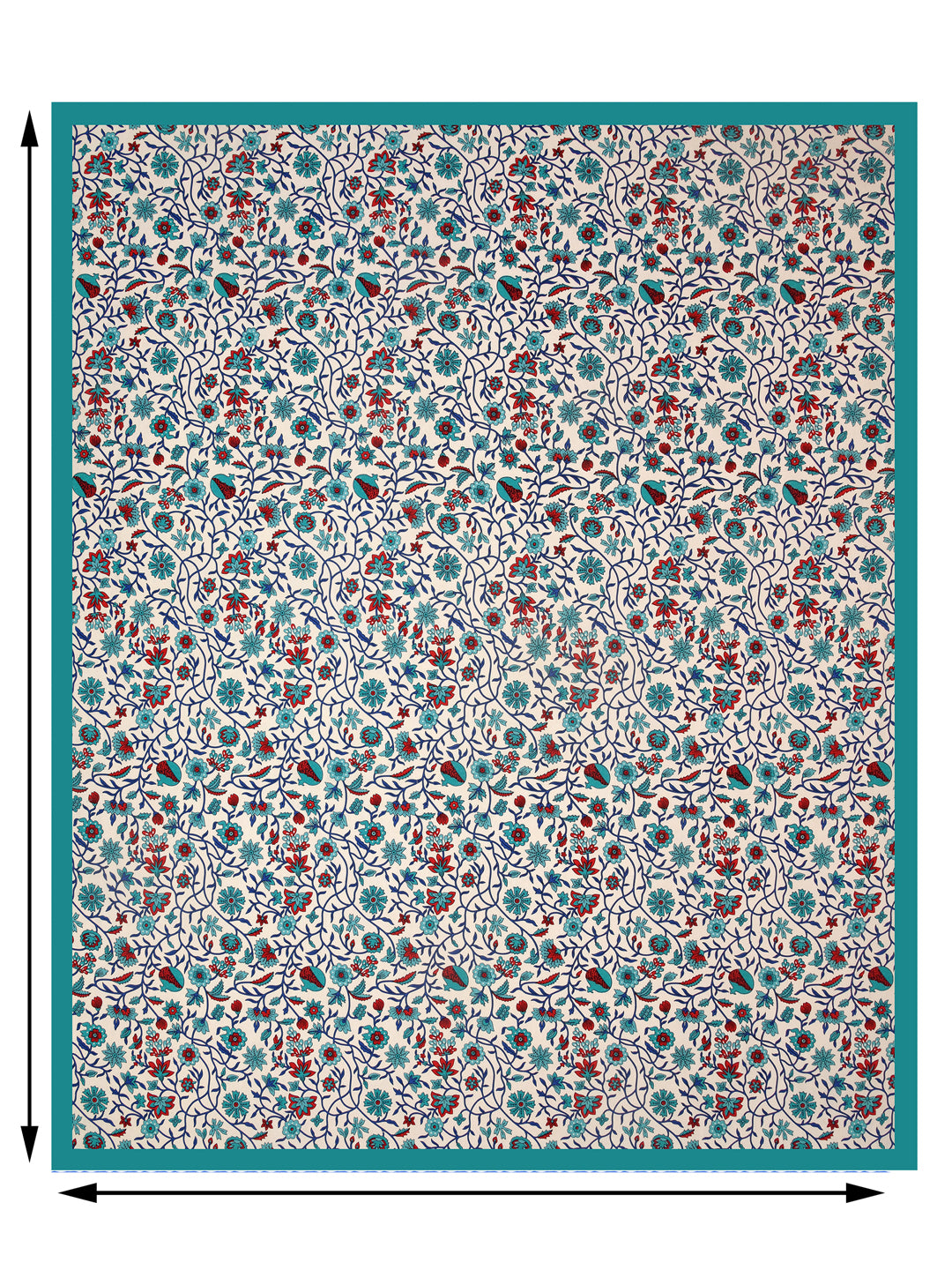 Double Bedsheet With Sea Green Branch Of Pomegranate With Two Pillow Cover