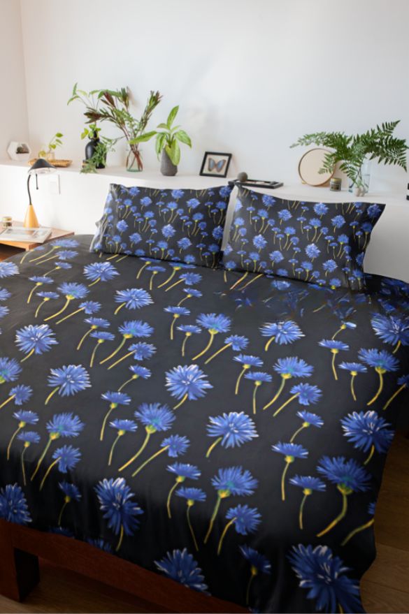 Sun Flower Double Bedsheet Black Color With 2 Pillow covers