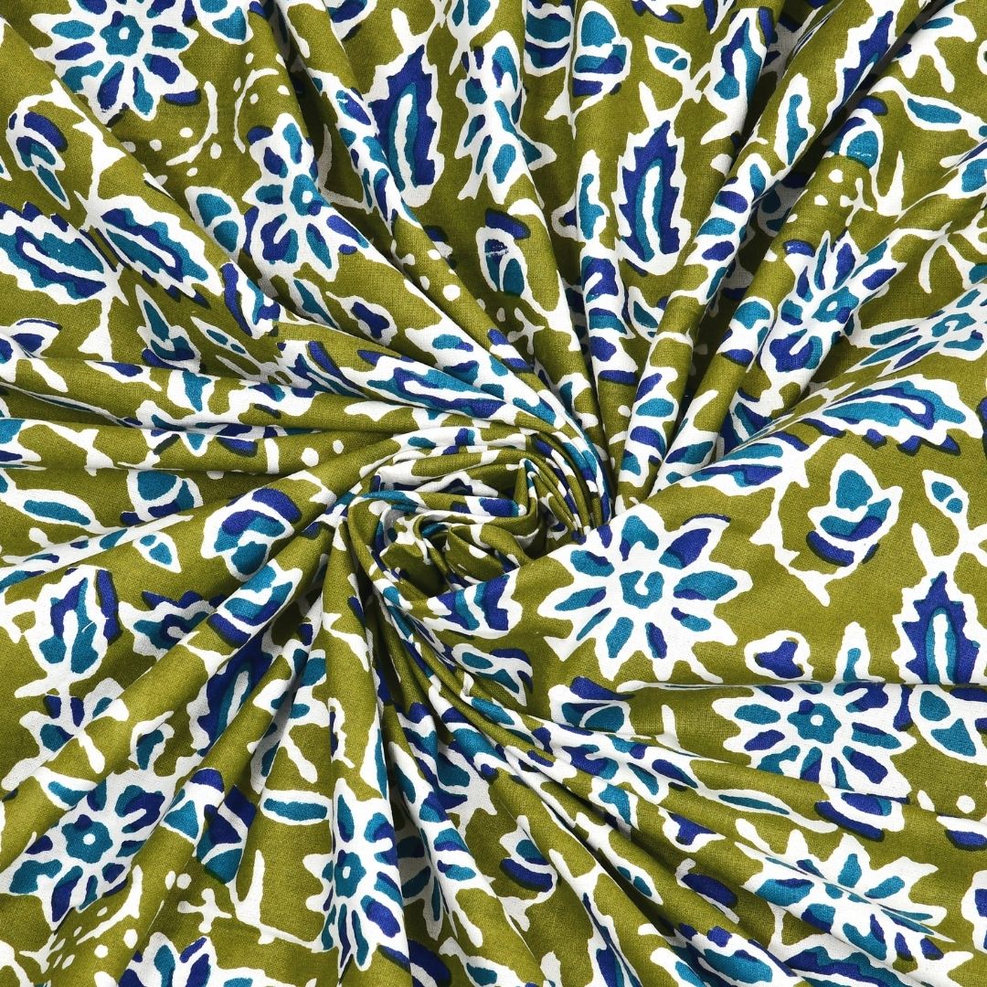 Classic Buta Print Leaf Green Double Bedsheet Pure Cotton