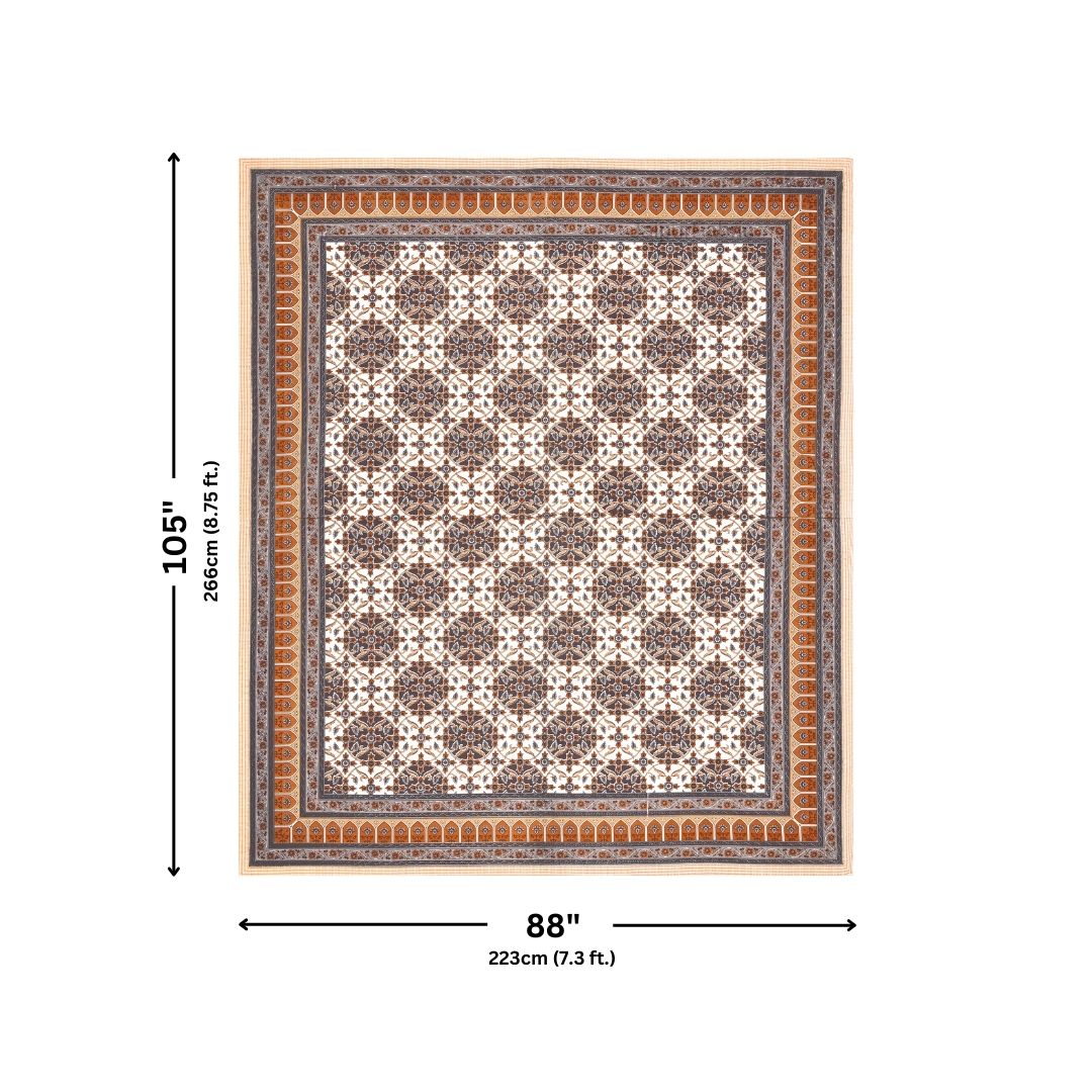 Majestic Jaipuri Mandala Coffee Brown Double Bedsheet Pure Cotton