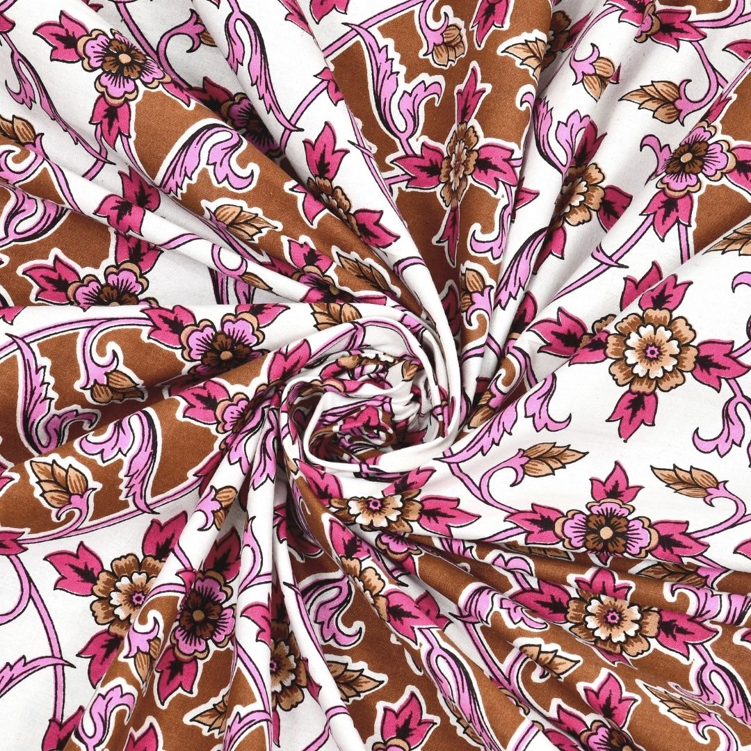 Majestic Jaipuri Mandala Berry Pink Double Bedsheet Pure Cotton