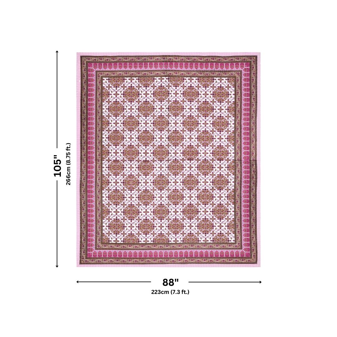 Majestic Jaipuri Mandala Berry Pink Double Bedsheet Pure Cotton