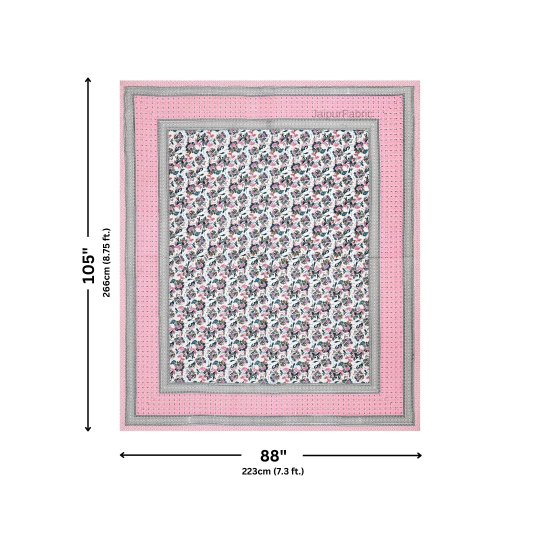 Imperial Floral Bouquet Rose Pink Double Bedsheet Pure Cotton