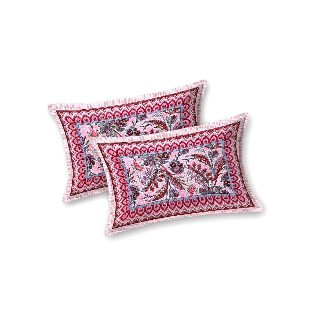 Royal Fern Scroll Rose Purple Double Bedsheet Pure Cotton