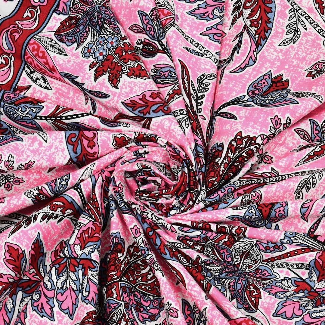 Royal Fern Scroll Rose Purple Double Bedsheet Pure Cotton