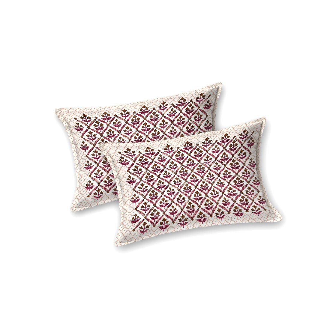 Regal Geometric Border Rust Brown Double Bedsheet Pure Cotton