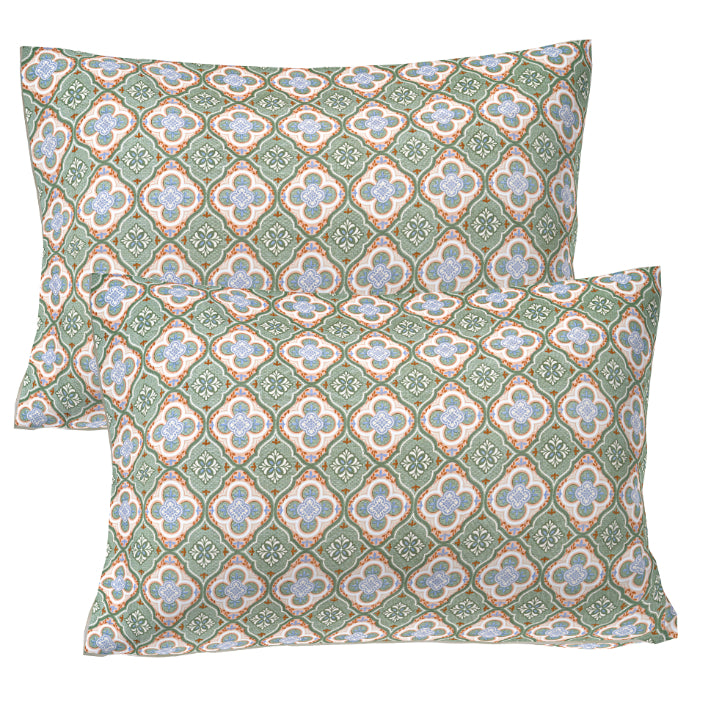 Azure Coastal Grid Double Bedsheet