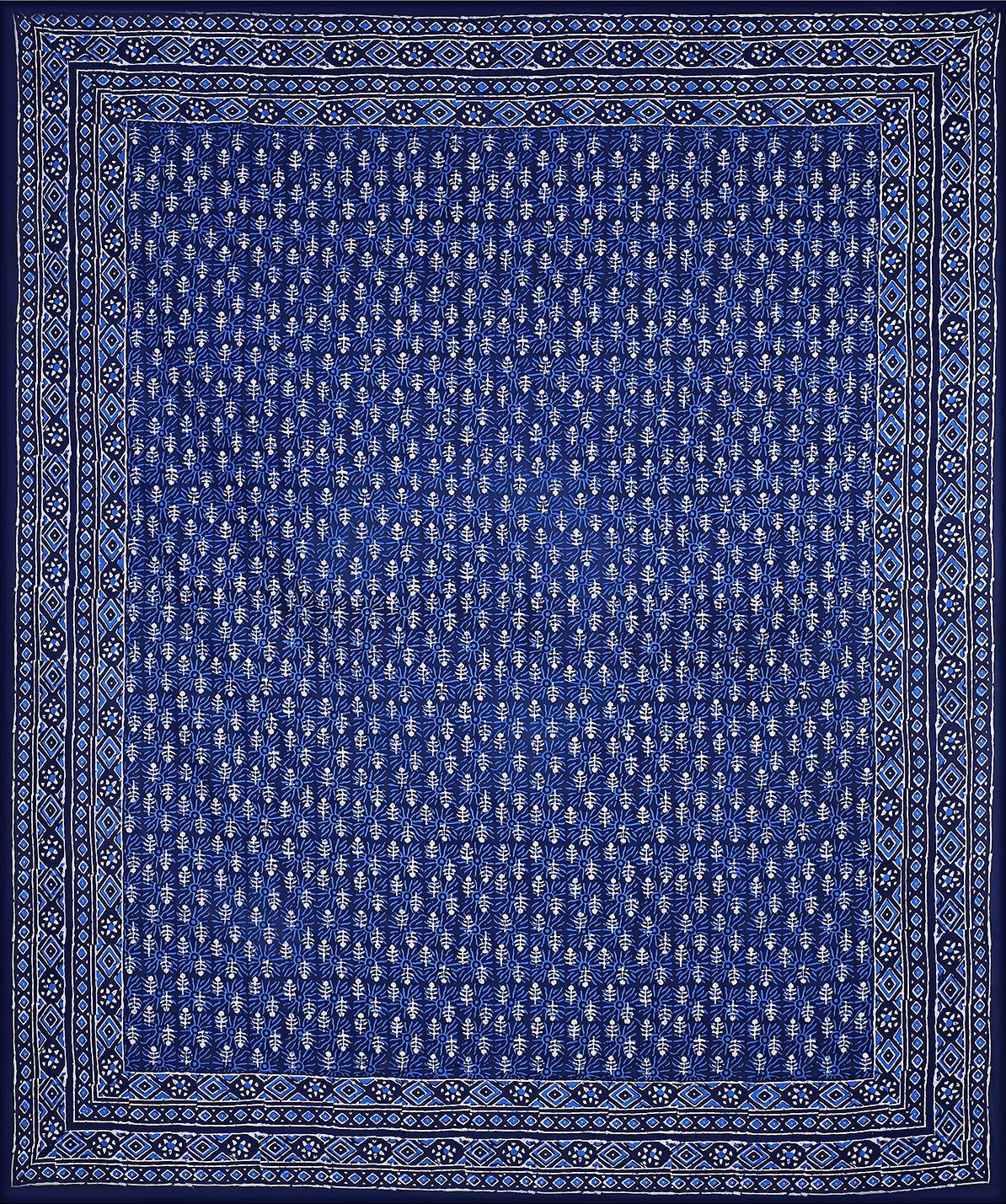 Double Bedsheet Blue Dabu Print