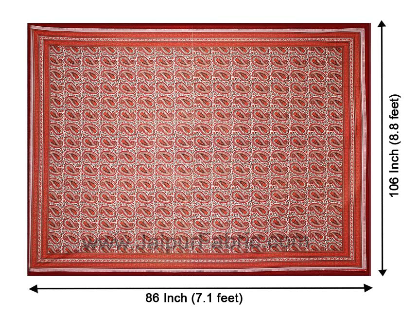 Awsome Orange Gold Paisley Double Bedsheet