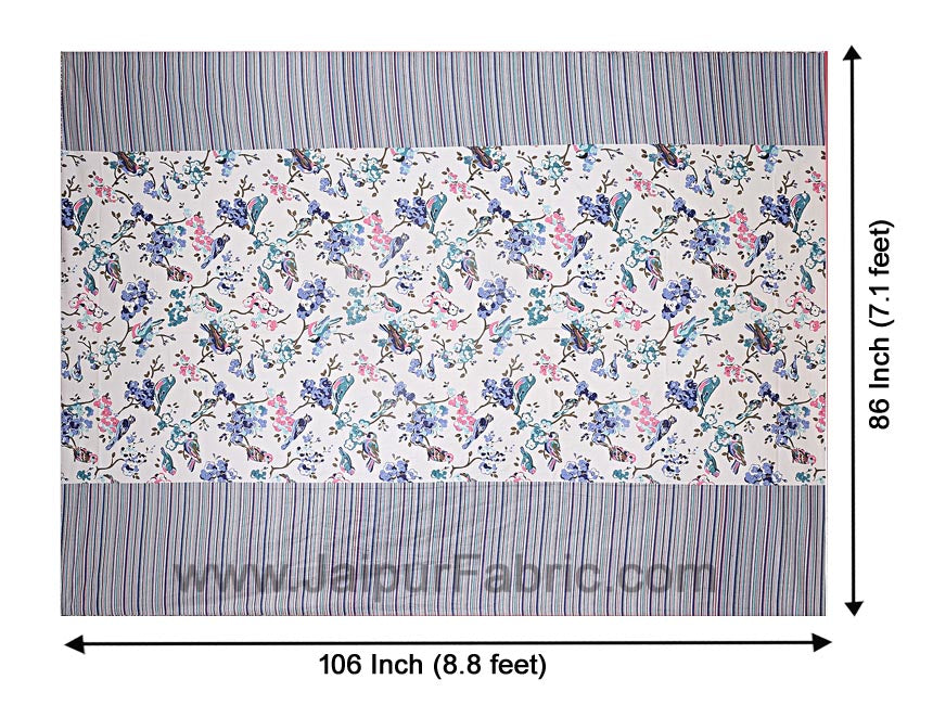 Double Bedsheet Livid Colorful Sparrows Design Print