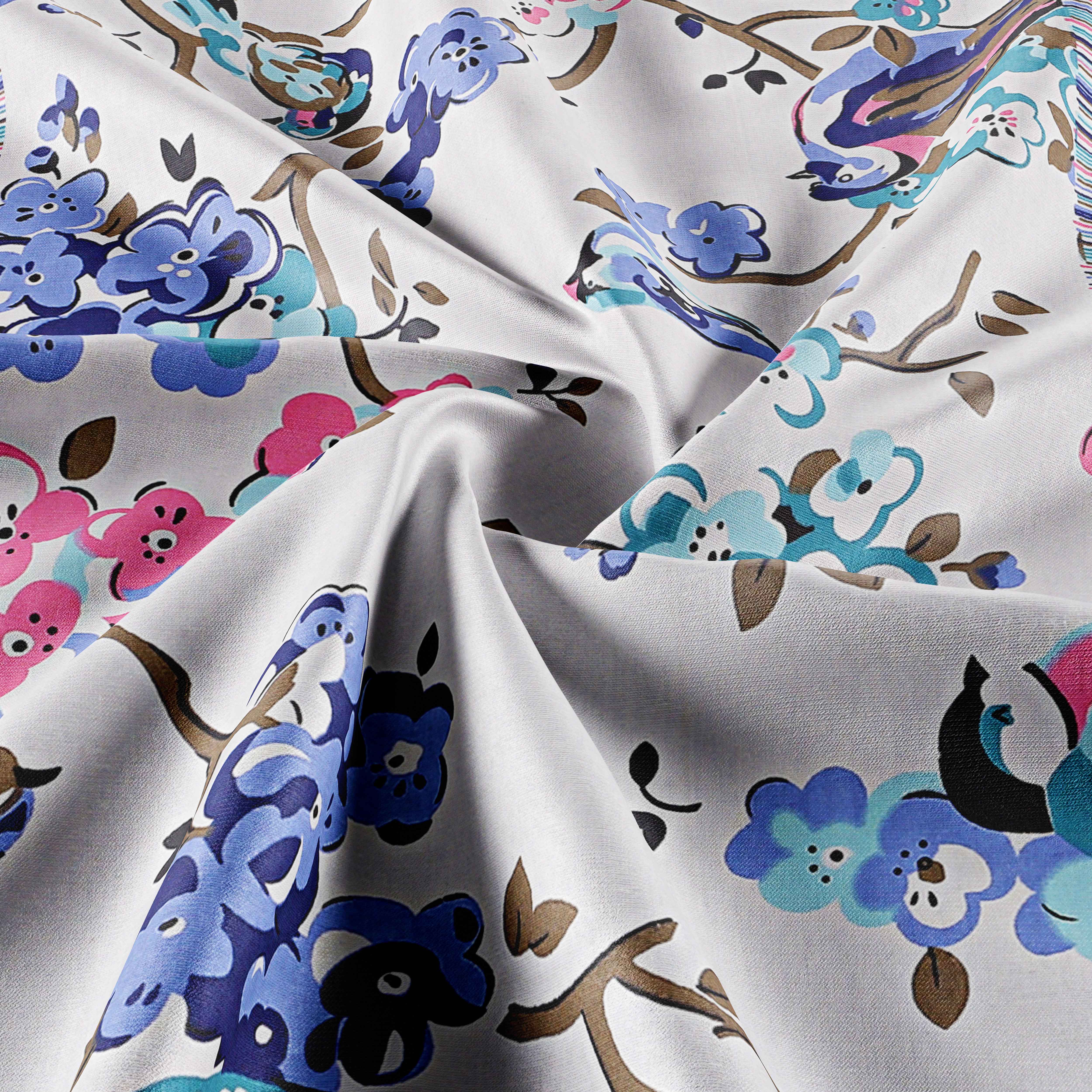 Double Bedsheet Livid Colorful Sparrows Design Print