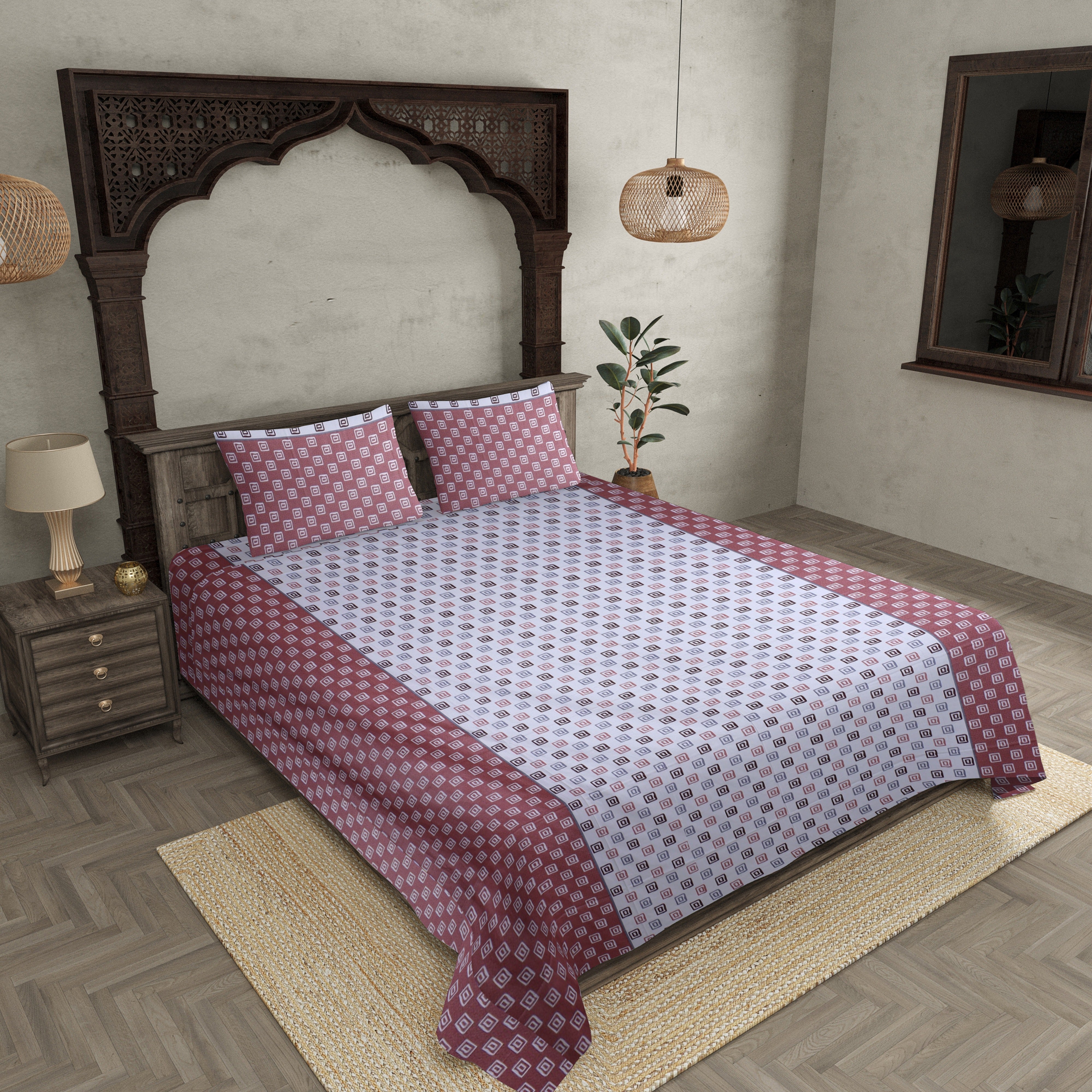 The Good Life Red Double BedSheet