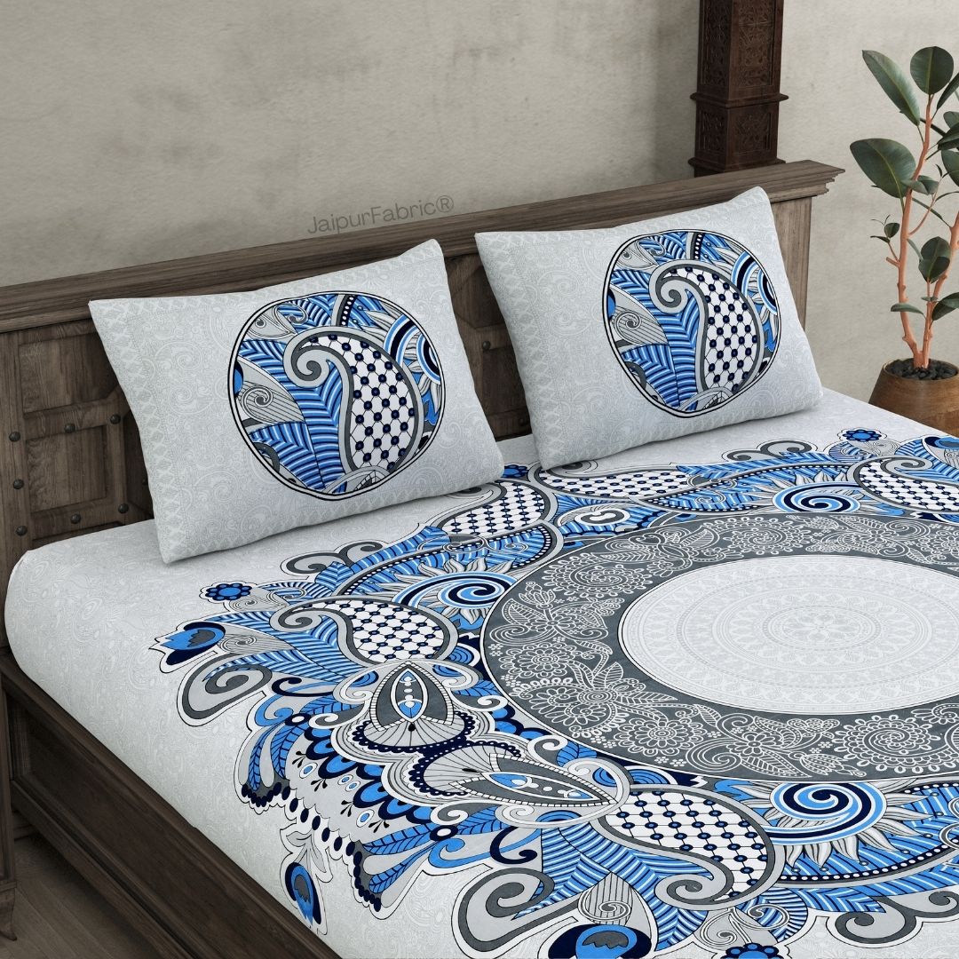 Cosmic Kolam Royal Blue Double Bedsheet