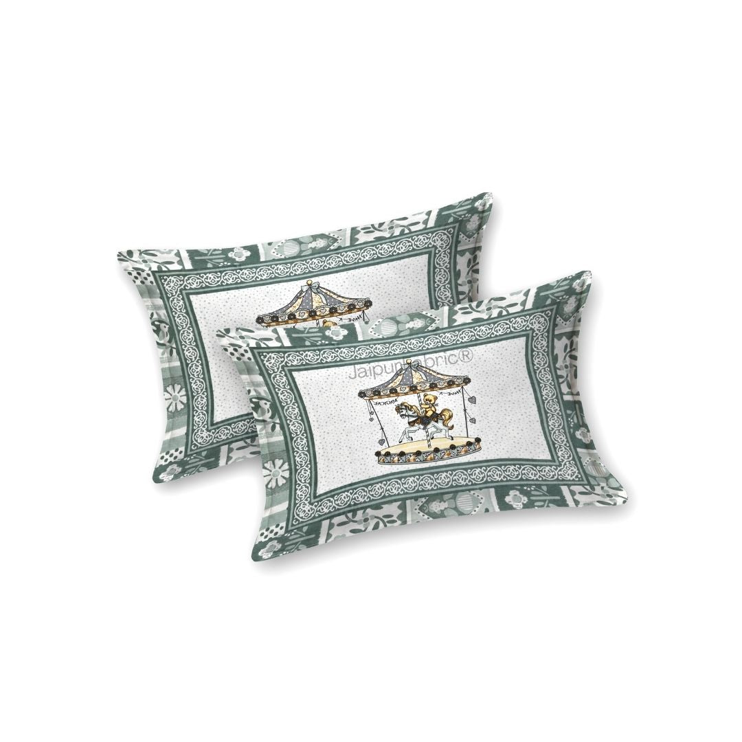 Magical Merry-go-round Pure Cotton Green Double Bedsheet