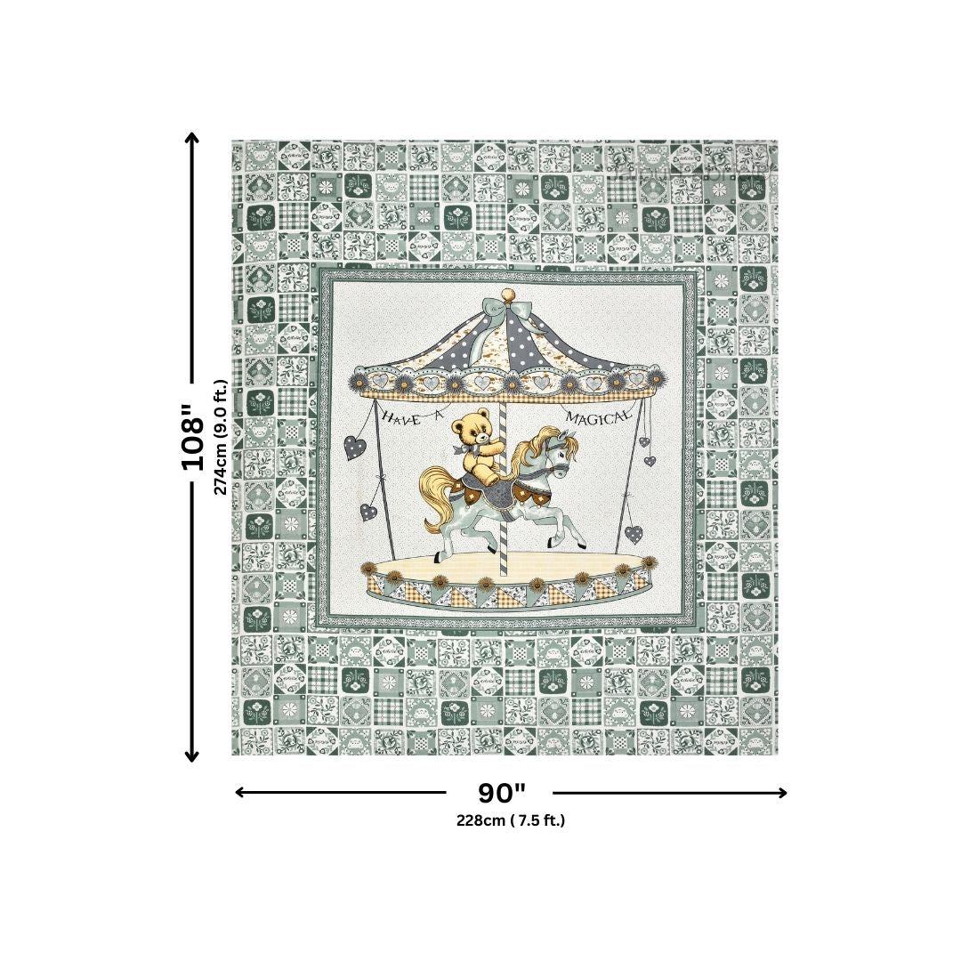 Magical Merry-go-round Pure Cotton Green Double Bedsheet
