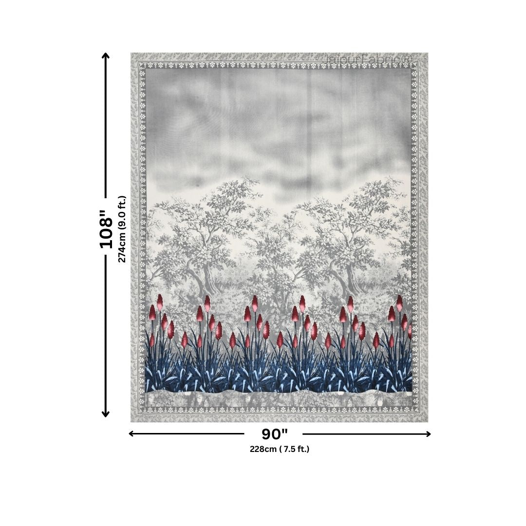 Blossom Sunset Gray Pure Cotton Double Bedsheet