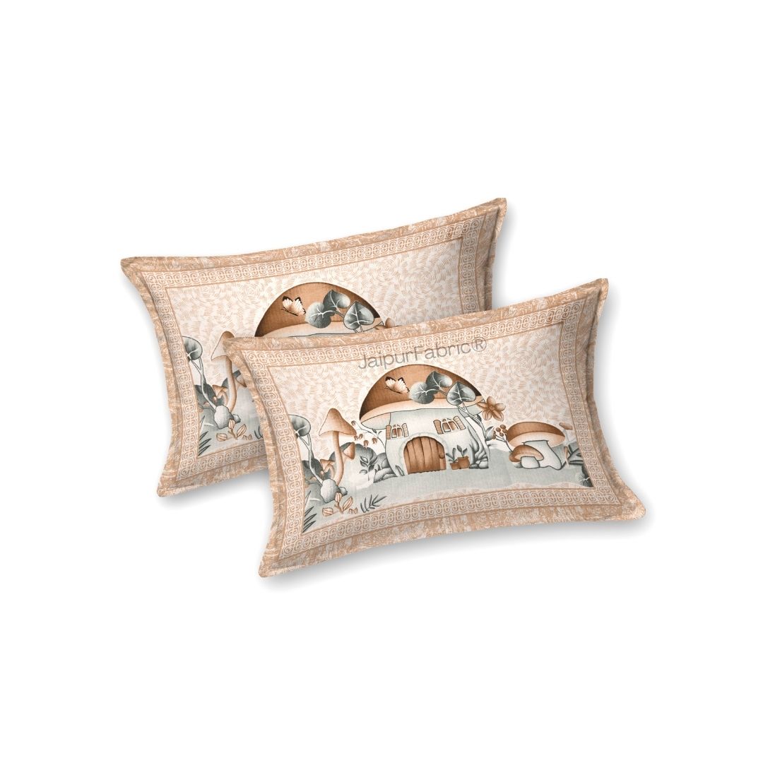 Dreamy Woodland Forest Beige Pure Cotton Double Bedsheet