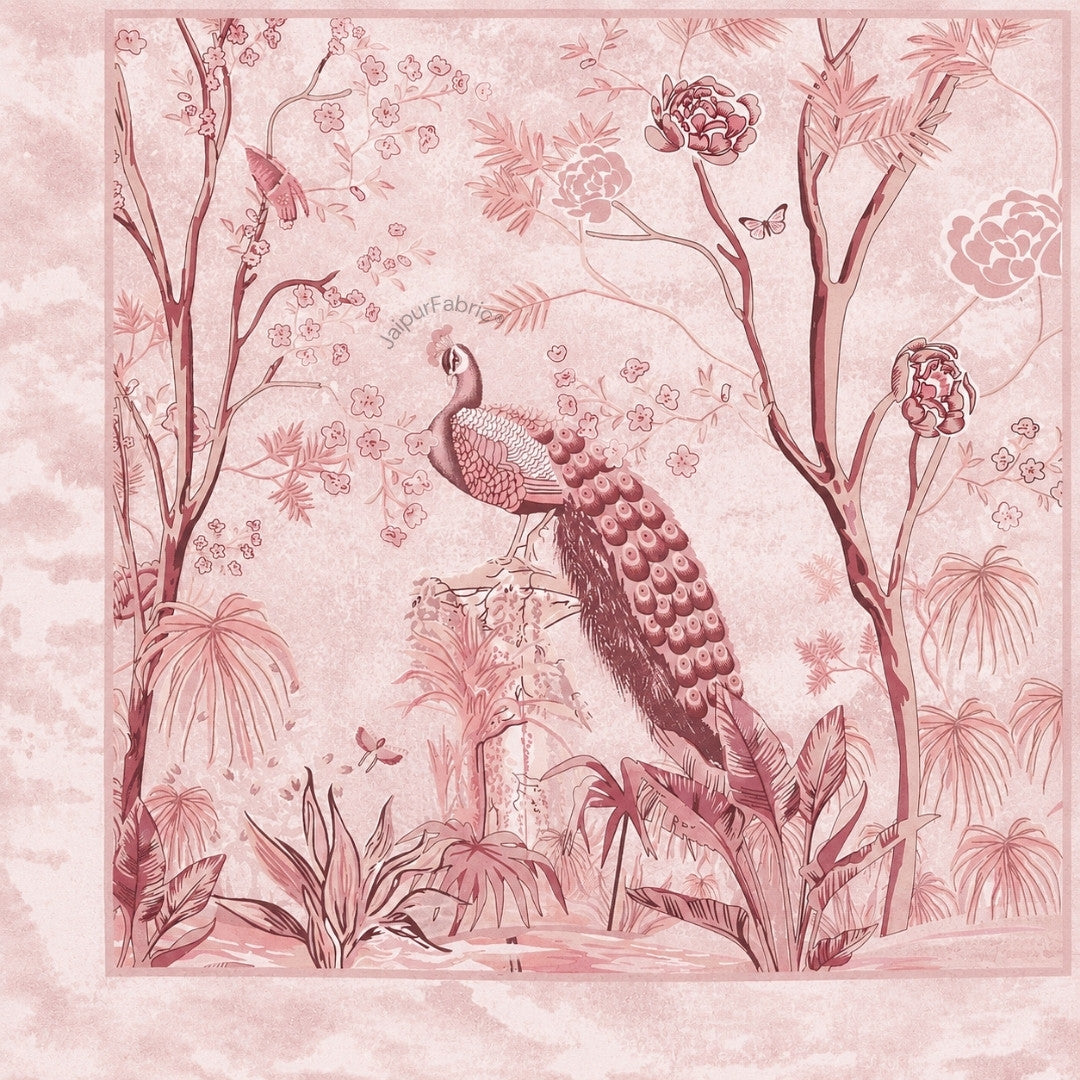 Mayur Mahal Peacock Gulabi Rose Bedsheet