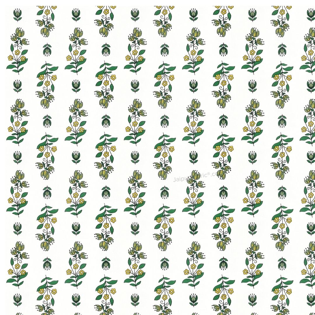 Pure Cotton Double Bed Dohar Anokhi Print – Champa Stripes Green & Yellow