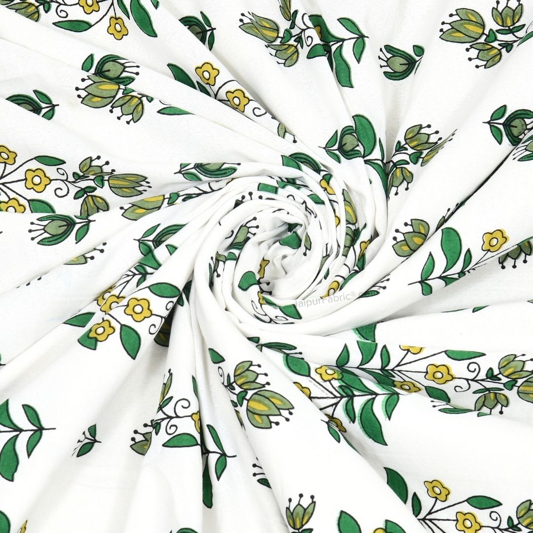 Pure Cotton Double Bed Dohar Anokhi Print – Champa Stripes Green & Yellow