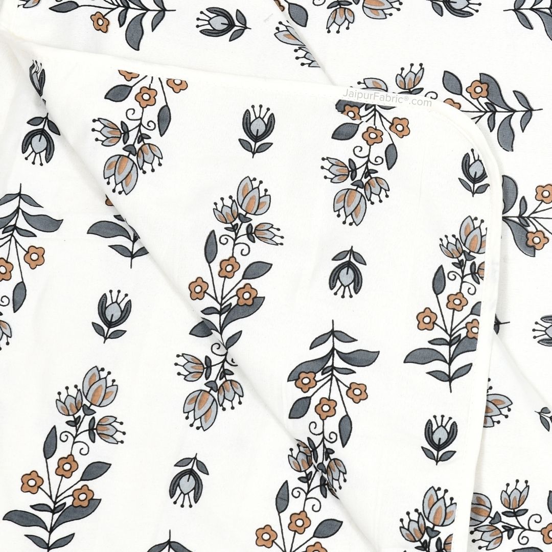 Pure Cotton Double Bed Dohar Anokhi Print – Champa Stripes Grey & Mustard