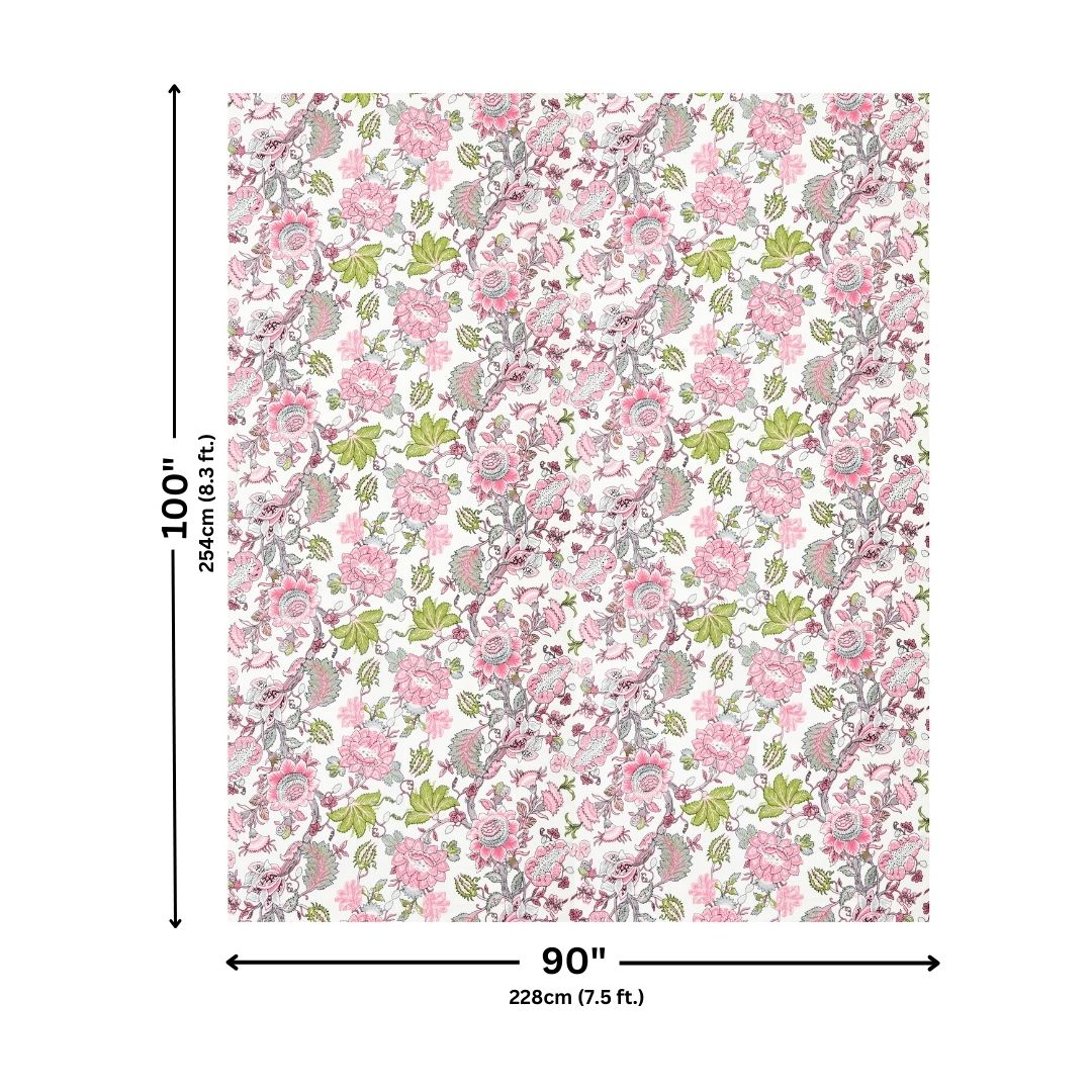 Pure Cotton Double Bed Dohar Anokhi Print – Mayura Floral Pink & Green