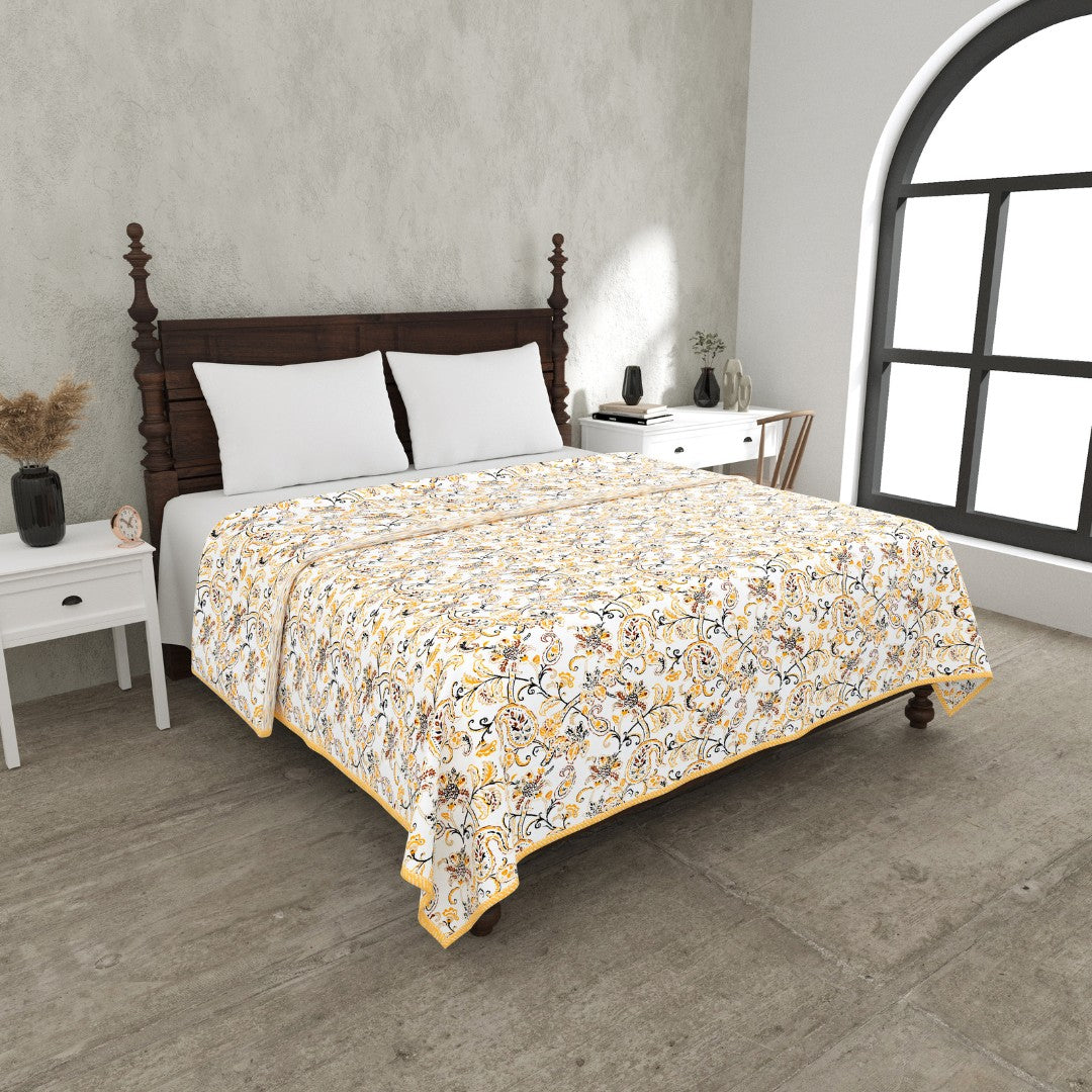 The Golden Paisley Reversible Double Bed Dohar