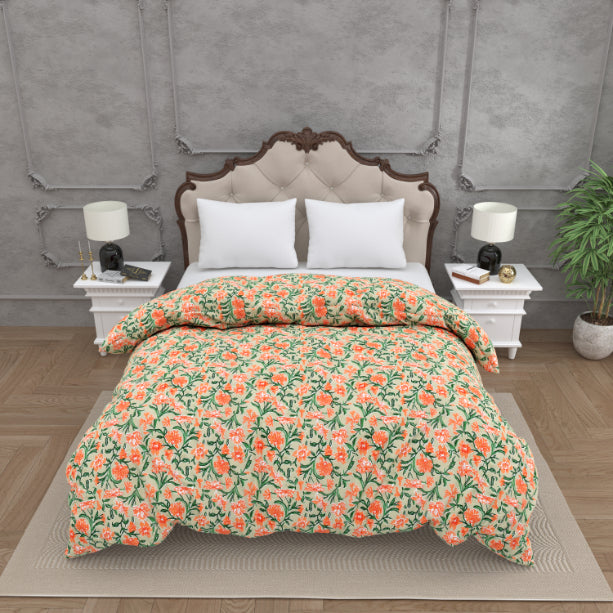 The Tangerine Vine Double Bed Reversible Quilt Comforter