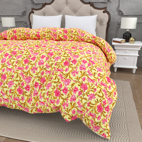 Sunshine Rose Jaipuri Double Bed Reversible Quilt Comforter