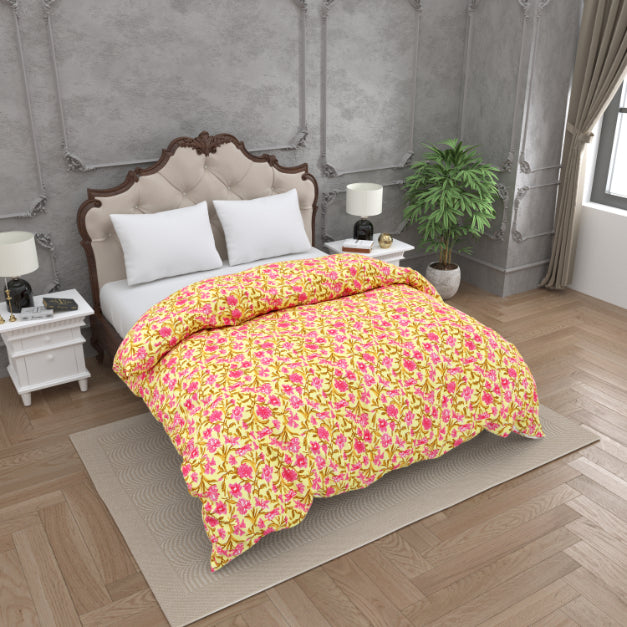 Sunshine Rose Jaipuri Double Bed Reversible Quilt Comforter