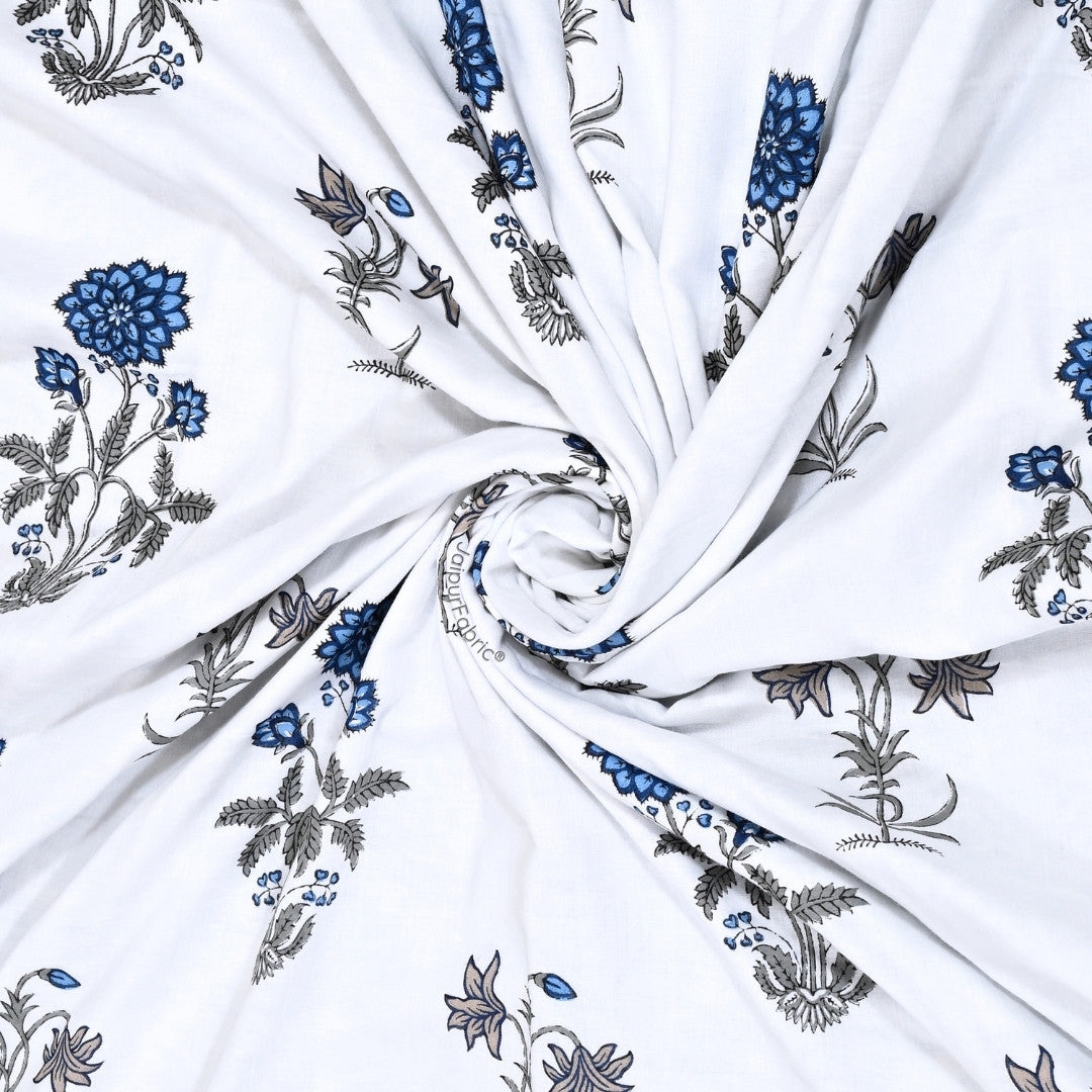 Elegance Azure Block Print 400 TC Pure Premium MulMul Cotton Single Bed Dohar