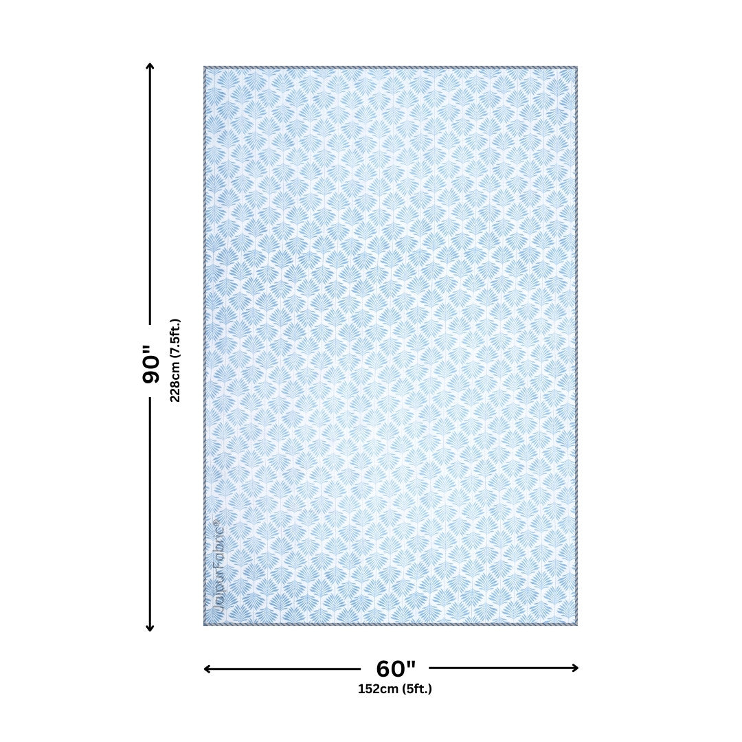 Elegance Azure Block Print 400 TC Pure Premium MulMul Cotton Single Bed Dohar