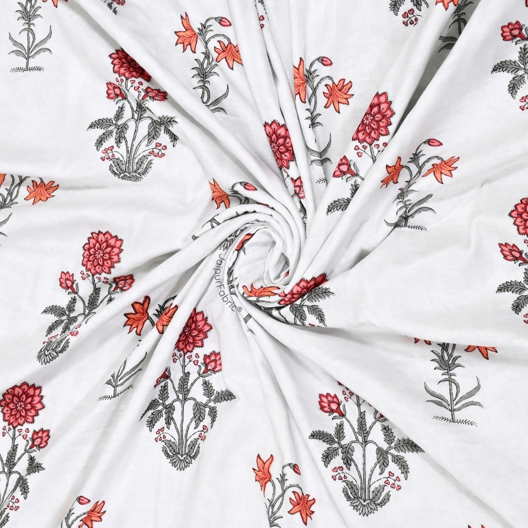 Elegance Cherry Block Print 400 TC Pure Premium MulMul Cotton Single Bed Dohar
