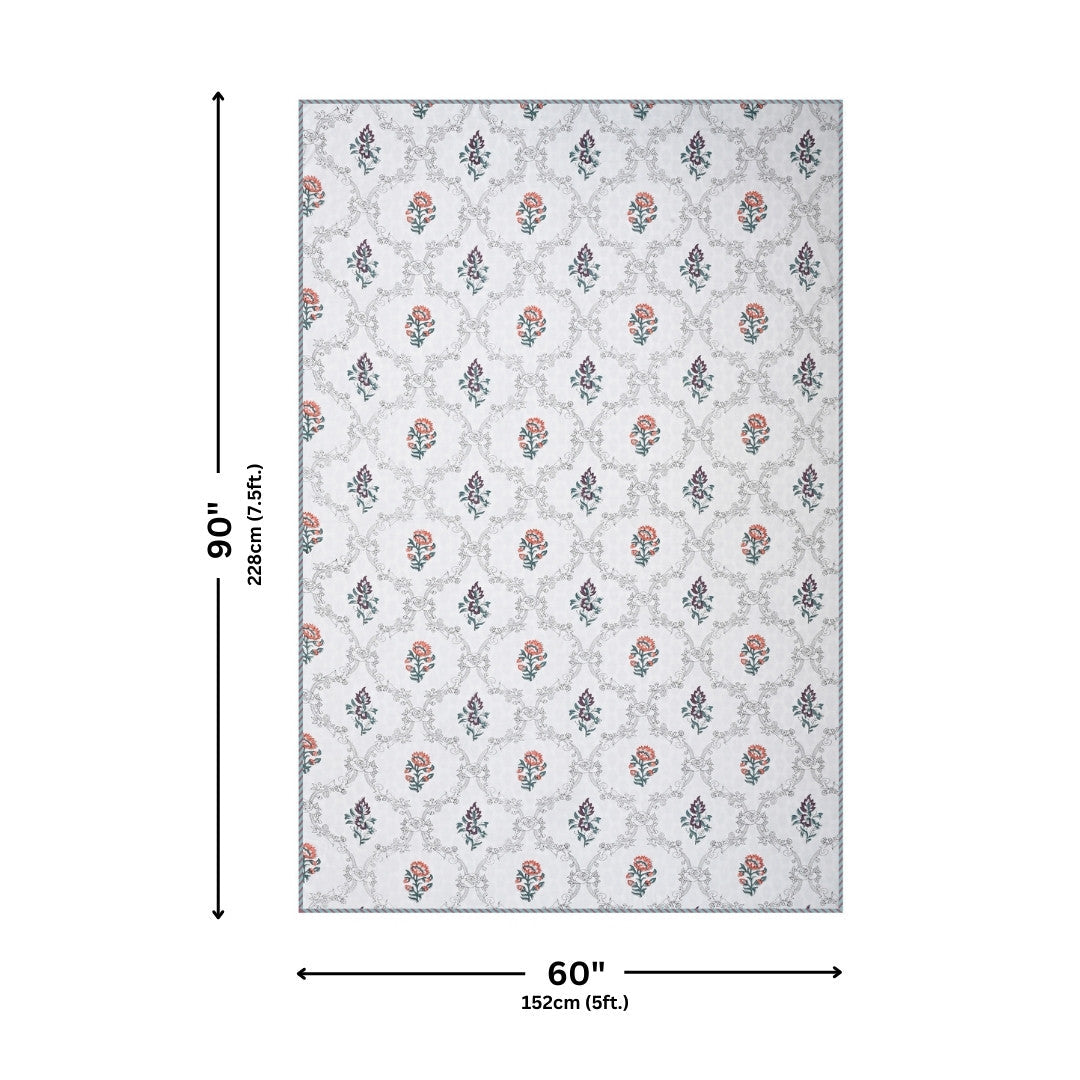 Soothing Calm Peach Block Print 400 TC Pure Premium MulMul Cotton Single Bed Dohar