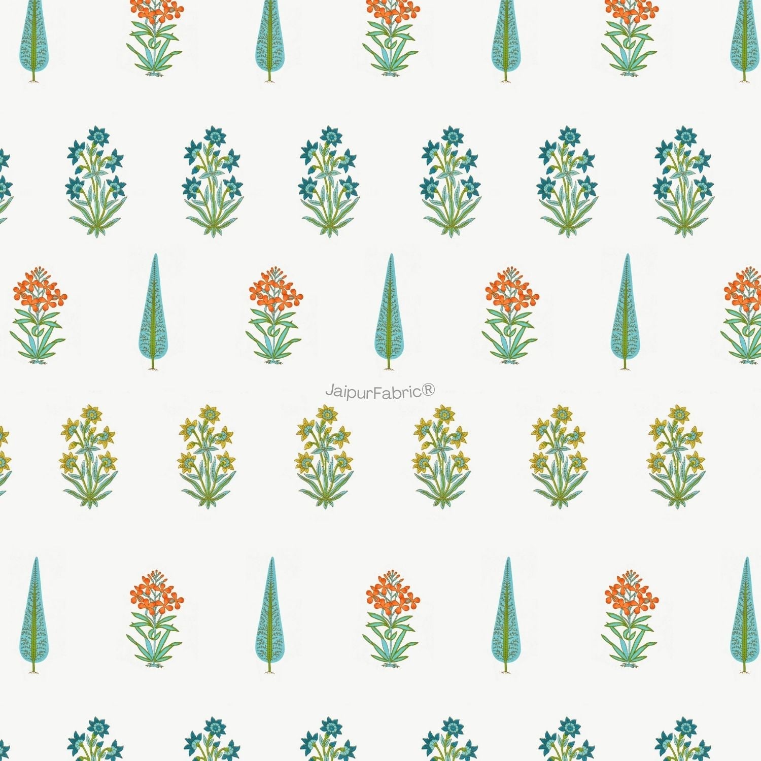 Jaipur Mela Hand Block Printed Sea Green Trees and Flowers Double Bed Comforter