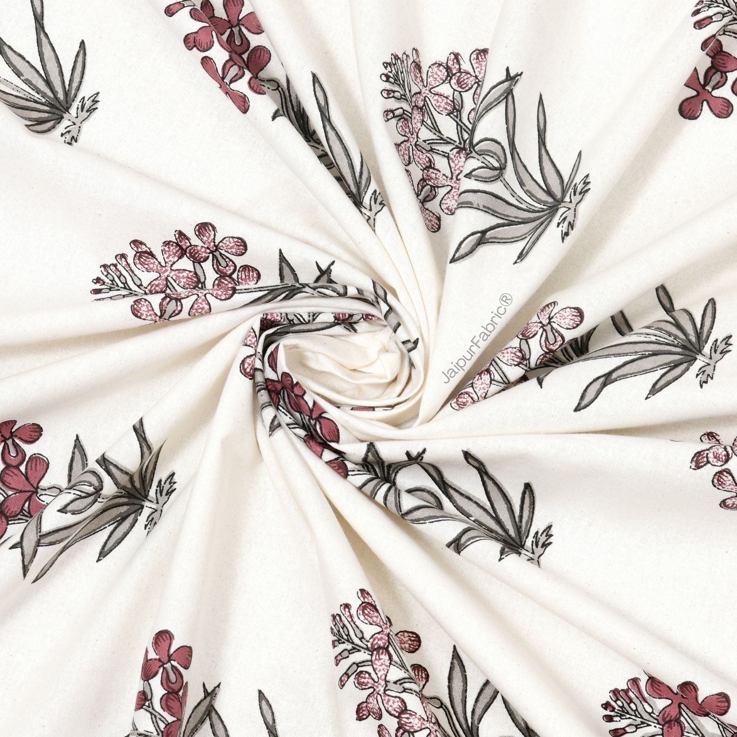 Jaipur Garden Hand Block Printed Red and Pink Floral Double Bed Comforter