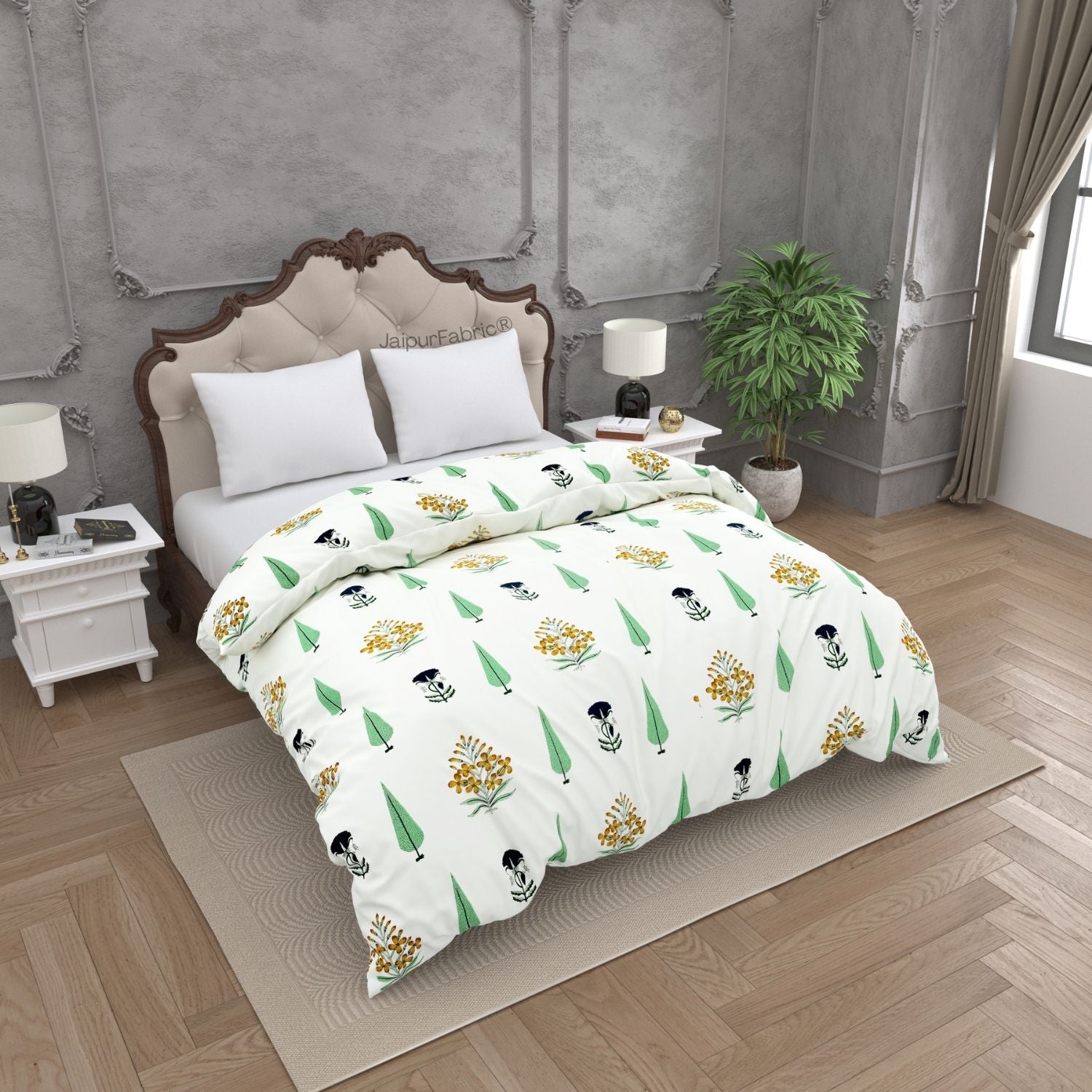 Vintage Flora Hand Block 100% Cotton Premium Double Bed Comforter