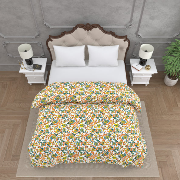 Multicolor Soft Floral Print Double Bed Reversible Quilt Comforter
