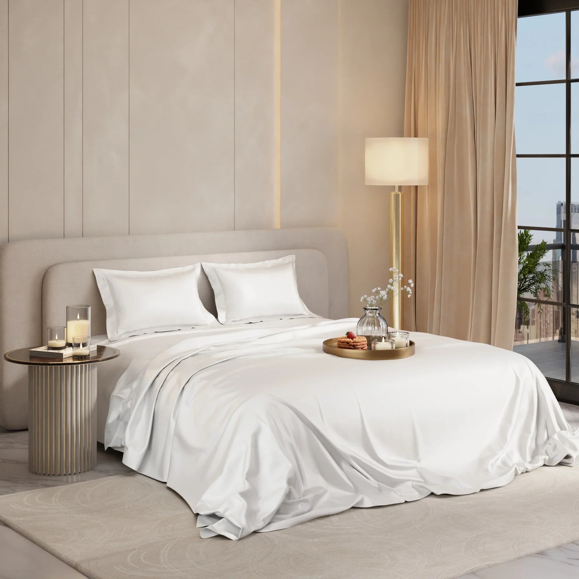 Himalayan Mist Flat Silk Double Bedsheet
