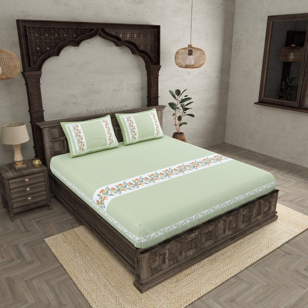 Green Eco Friendly Pure Cotton Fitted BedSheet