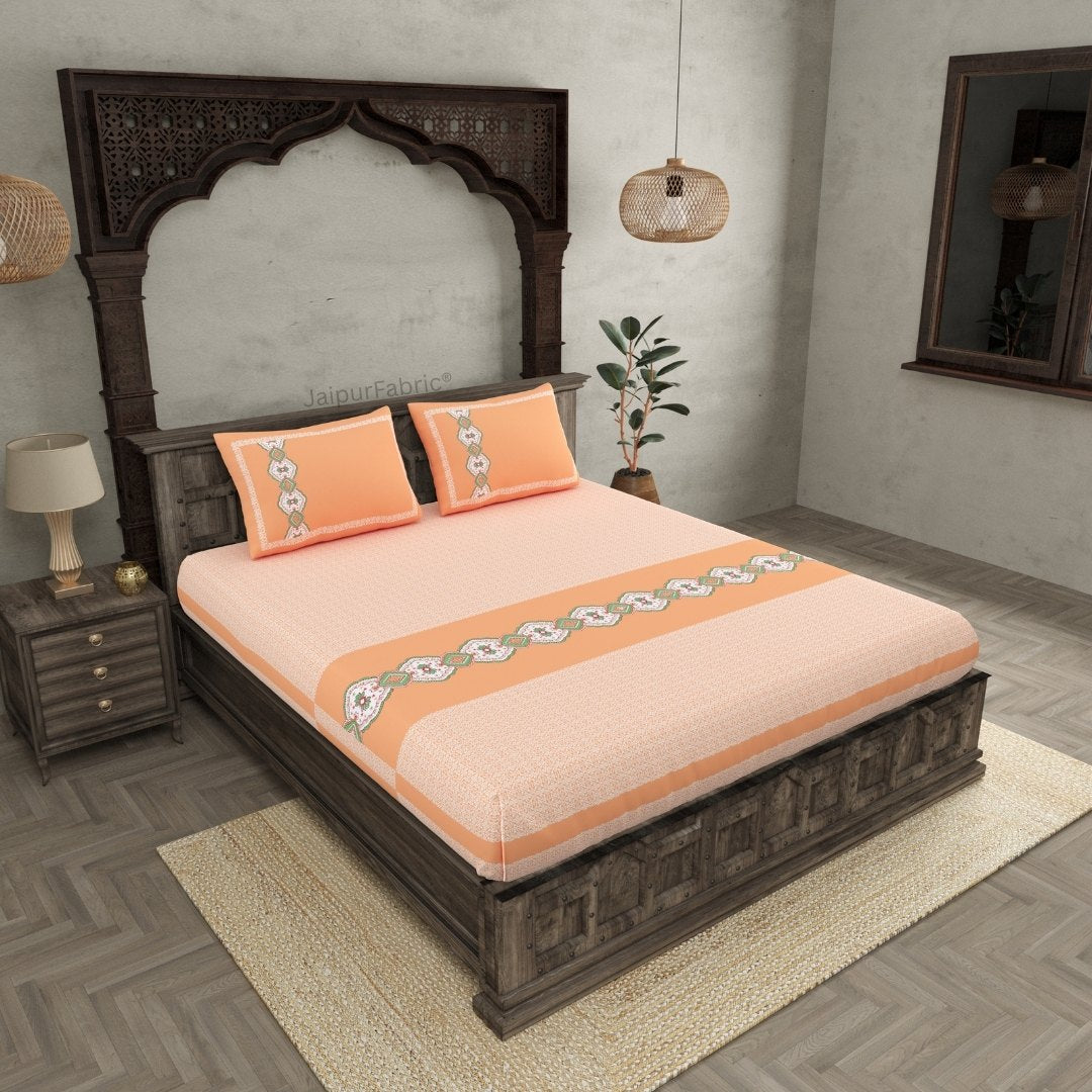 Peach Oasis Pure Cotton Fitted BedSheet