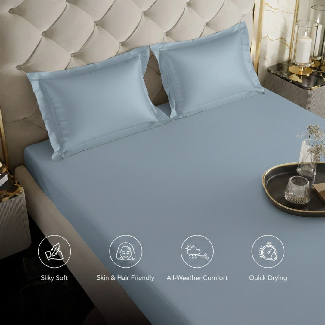 Indus Twilight Fitted Silk Double Bedsheet
