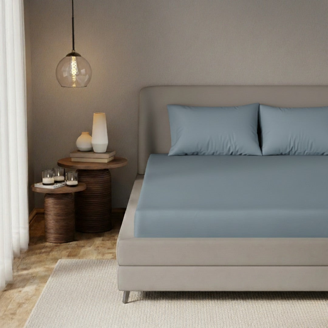 Indus Twilight Fitted Silk Double Bedsheet