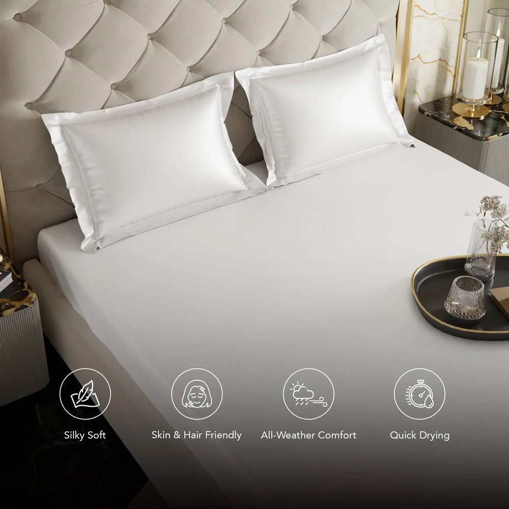 Himalayan Mist Fitted Silk Double Bedsheet