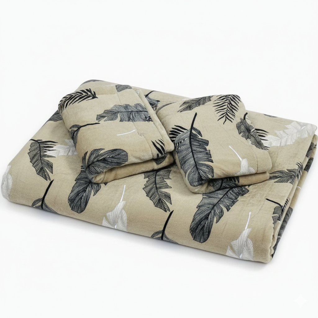 Serene Banana Leaf Print Super Soft Velvet Comfort Double Bedsheet
