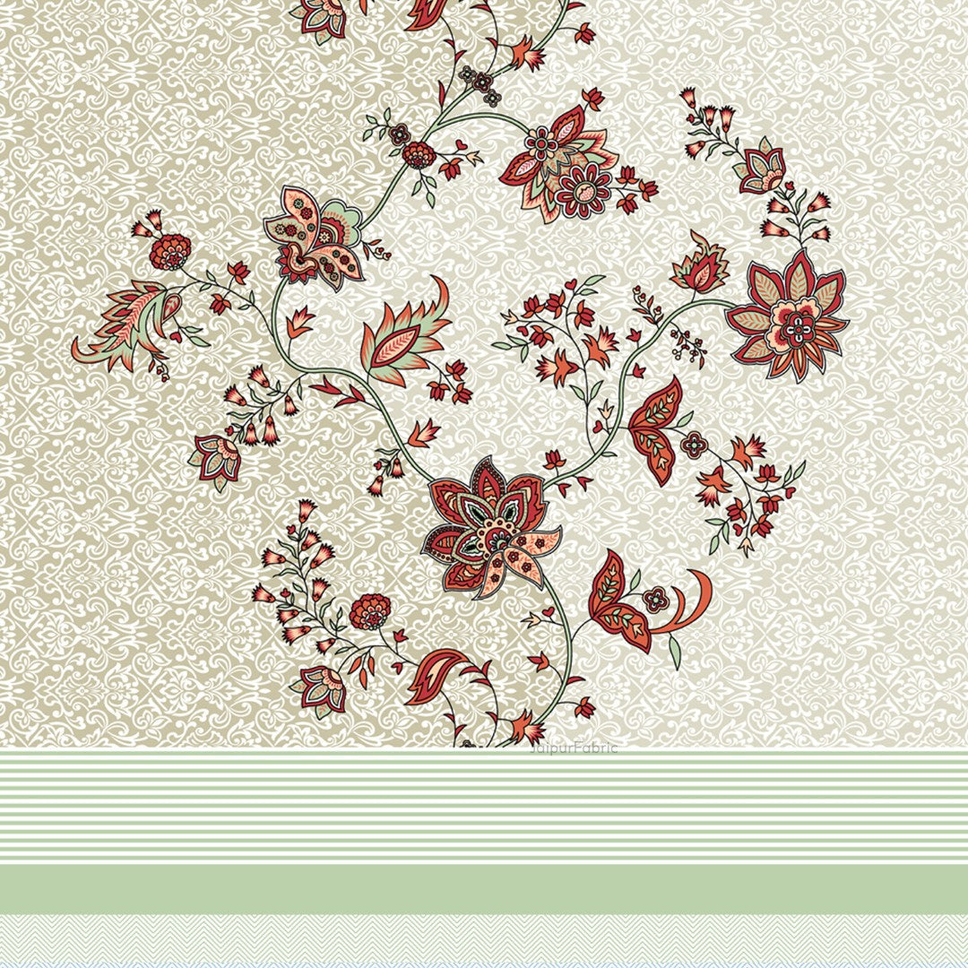 Olive Elegance Floral Vine King Size Bedsheet