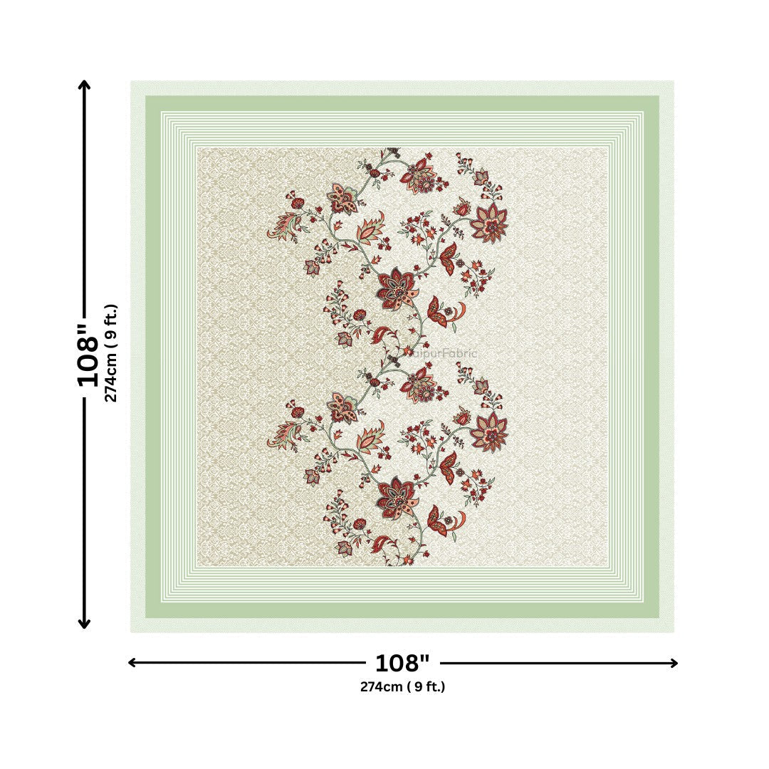 Olive Elegance Floral Vine King Size Bedsheet