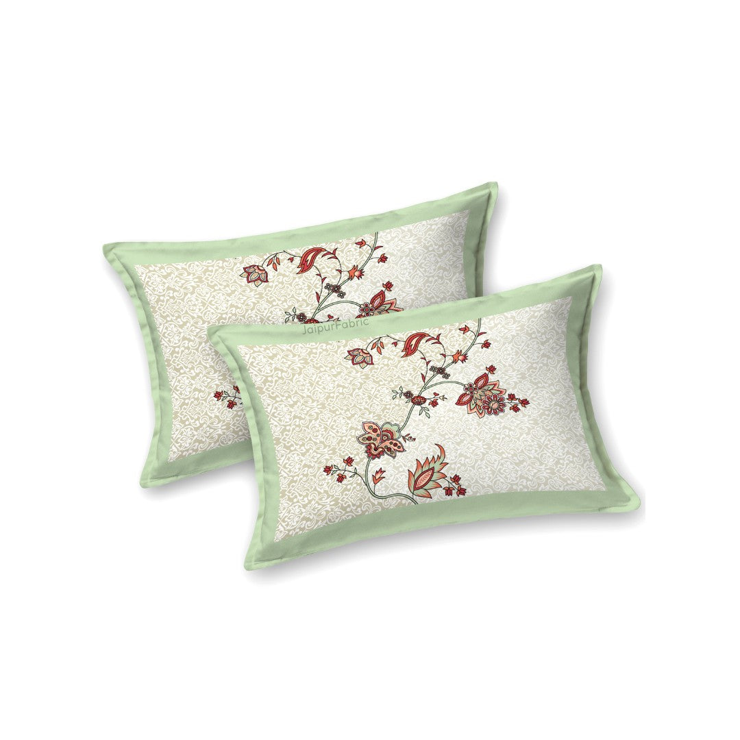 Olive Elegance Floral Vine King Size Bedsheet