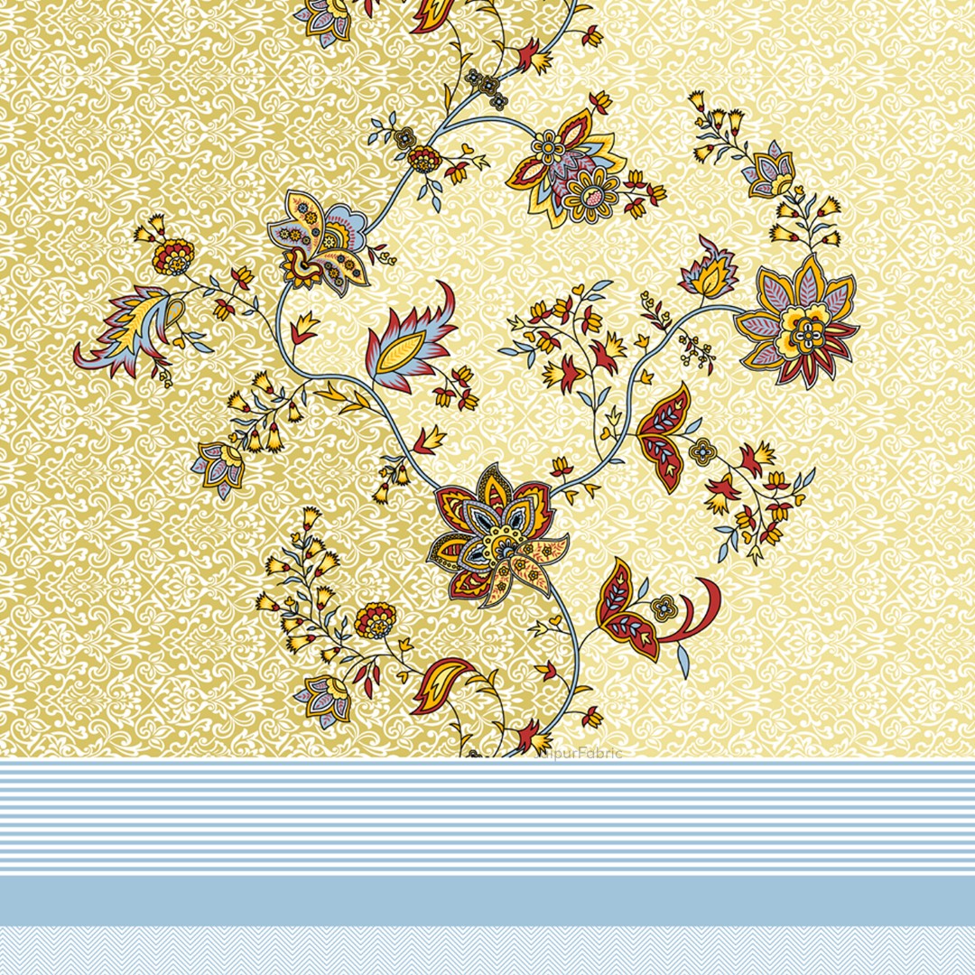 Sunlit Yellow Royal Floral Vine King Size Bedsheet
