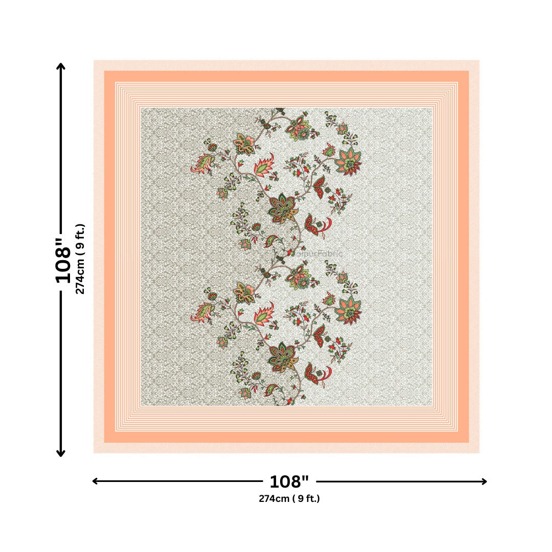 Peach Harmony Floral Vine King Size Bedsheet